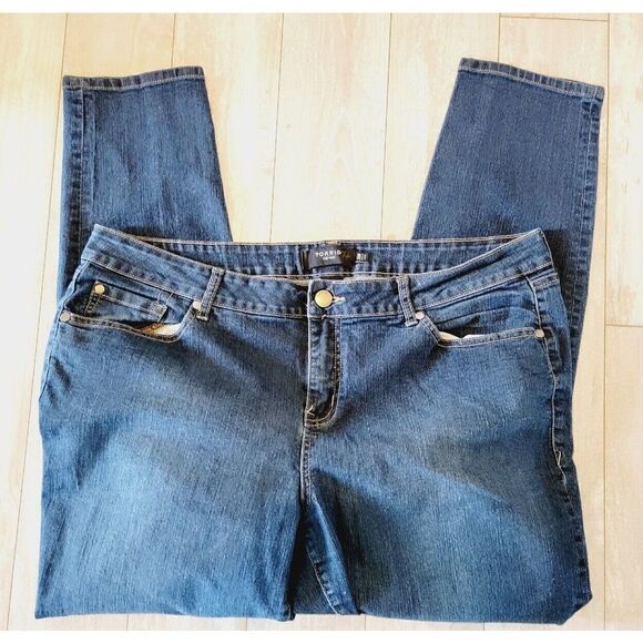 Torrid Denim 20R Jeans Women’s Size 20R Stretch Tapered Leg‎ Med. Wash Pockets - Picture 1 of 6